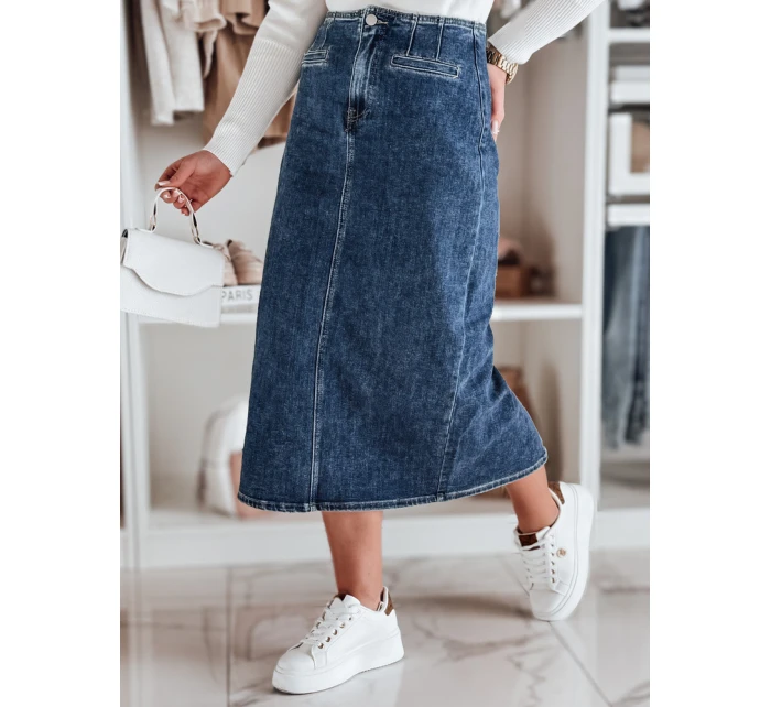 Džínová midi sukně s rozparkem VISTANO modrá FashionStreet CY0485 Džínová midi sukně s rozparkem VISTANO modrá FashionStreet CY0485