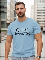 Tshirt męski klasyczny z napisem bawełniany błękitny model 22217877 - FashionStreet