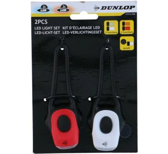 SADA PŘEDNÍCH A ZADNÍCH SILIKONOVÝCH SVĚTEL PRO JÍZDNÍ KOLA DUNLOP PRO