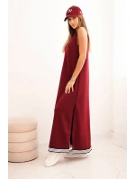 Dámský komplet s viskózou s rozepínací mikinou a dlouhou sukní bordová Dámský komplet s viskózou s rozepínací mikinou a dlouhou sukní bordová