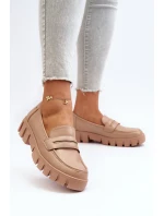 Dámské mokasíny z ekologické kůže béžové model 21649247 - VINCEZA