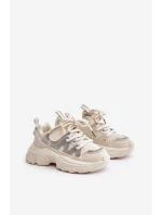 Dětské tenisky s krystaly béžové Rianalla