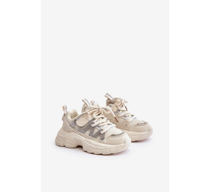 Dětské tenisky s krystaly béžové Rianalla