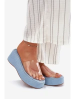 Dámské Pantofle S Průhledným Páskem Na Klínu Jeans Meltiana Dámské Pantofle S Průhledným Páskem Na Klínu Jeans Meltiana