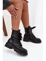 Zateplené dámské kotníkové boty s ozdobným šněrováním černé Elindra