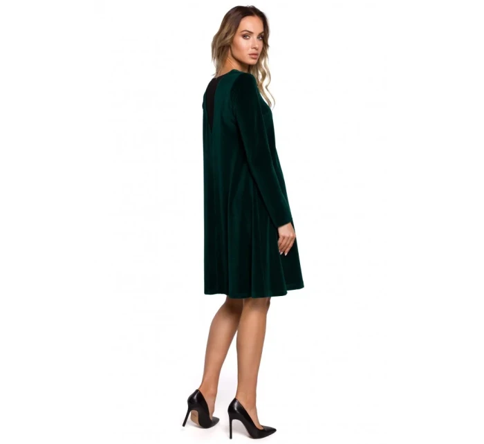 M566 Sametové šaty uvolněného střihu - zelené