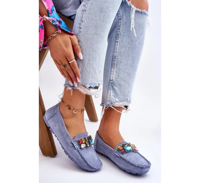 Dámské semišové mokasíny s krystaly Modre Lucille Dámské semišové mokasíny s krystaly Modre Lucille