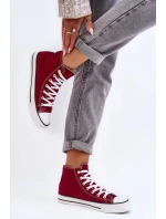 Dámské Klasické Vysoké Tenisky Bordó Remos Dámské Klasické Vysoké Tenisky Bordó Remos