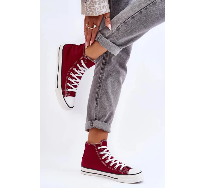 Dámské Klasické Vysoké Tenisky Bordó Remos Dámské Klasické Vysoké Tenisky Bordó Remos