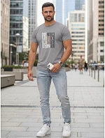 Tshirt męski z nadrukiem szary model 22182643 - FashionStreet Tshirt męski z nadrukiem szary model 22182643 - FashionStreet