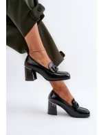 Dámské lakované lodičky na podpatku černé D&A model 21655956 - S.Barski