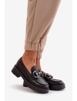 Dámské Kožené Mokasíny S Dekorací Černé CheBello 4369