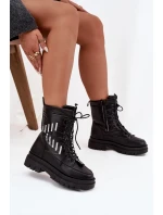 Dámské šněrovací sněhule model 21714629 Černé - VINCEZA