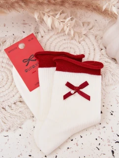 Ženské vánoční punčochy s mašlí Bílá