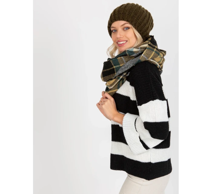 Tunelová šála AT KM 1402.20 černá a béžová