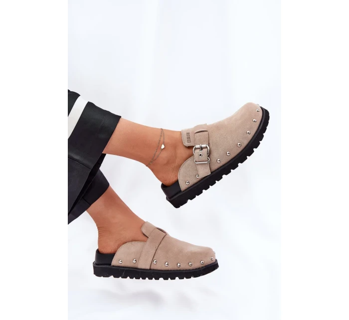 Dámské semišové pantofle na platformě Big Star – béžové Dámské semišové pantofle na platformě Big Star – béžové