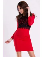 Dámské společenské šaty s dlouhými rukávy model 15042773 Červená / L - Emamoda Dámské společenské šaty s dlouhými rukávy model 15042773 Červená / L - Emamoda