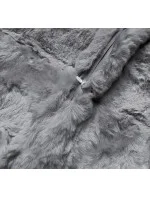 Šedá dámská bunda-kožíšek s kapucí (br9741-9) Šedá dámská bunda-kožíšek s kapucí (br9741-9)