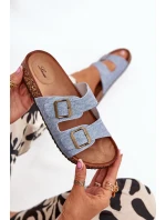 Dámské Pantofle Na Platformě S Přezkami Světle Džínové model 21704347 - EVENTO