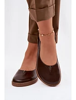 Kožené baleríny Barefoot model 22073665 Čokoládové - Zazoo