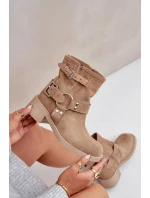 Semišové dámské kotníkové boty na nízkém blokovém podpatku s pásky Zazoo 3644 béžové Semišové dámské kotníkové boty na nízkém blokovém podpatku s pásky Zazoo 3644 béžové