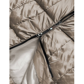 Dámská metalická zimní bunda v barvě cappuccino (B8073-12)