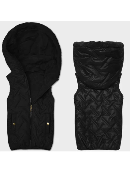 Černá dámská vesta s kožešinovou podšívkou model 21389962 - S'WEST