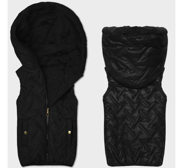 Černá dámská vesta s kožešinovou podšívkou model 21389962 - S'WEST