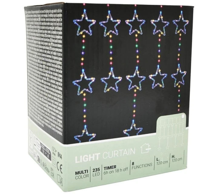 Světelné závěsy na vánoční stromek 120x120 CM 235LED MULTIKOLOR STARS