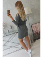 Šaty s 3D grafikou, grafitová krajka