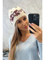 Dámská čepice Otylia K387 ecru+bordeaux Dámská čepice Otylia K387 ecru+bordeaux