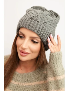 Dámská zimní čepice s vlnou tmavě šedá