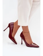 Lakované lodičky se zlatým detailem bordó Paivelle