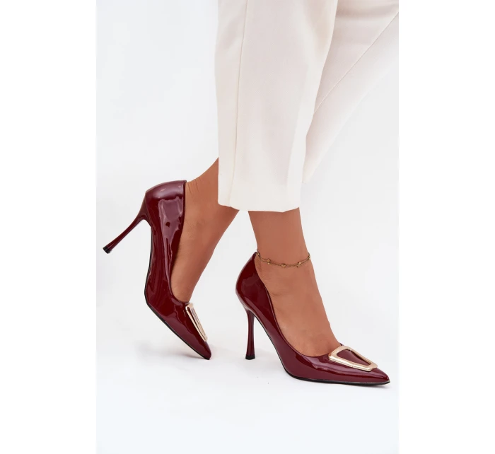 Lakované lodičky se zlatým detailem bordó Paivelle