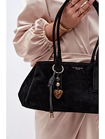 Eko semišová kabelka s přívěskem Černá model 22111620 - Flora&Co