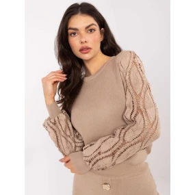 Sweter PM SW model 21787900 ciemny bezowy - FPrice Sweter PM SW model 21787900 ciemny bezowy - FPrice