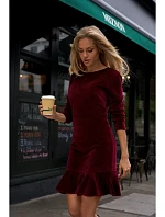 M765 Šaty s nařaseným spodním lemem - bordó