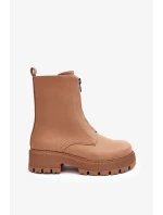 Kožené ploché kotníkové boty se zipem Camel Vimal Kožené ploché kotníkové boty se zipem Camel Vimal