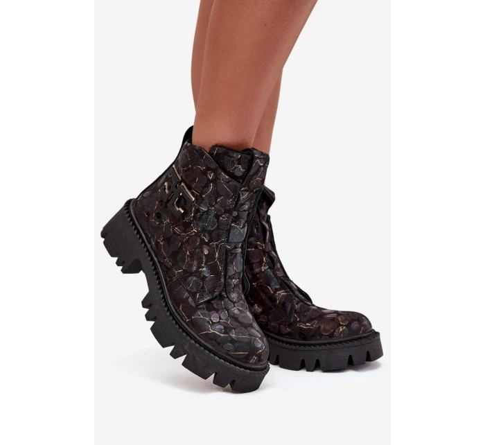 Dámské botky Artiker – černá/zlatá ozdobou, zateplené Dámské botky Artiker – černá/zlatá ozdobou, zateplené