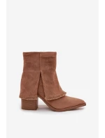 Dámské kotníkové botky na podpatku Idalia – světle hnědé