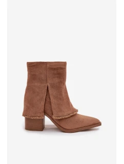Dámské kotníkové botky na podpatku Idalia – světle hnědé