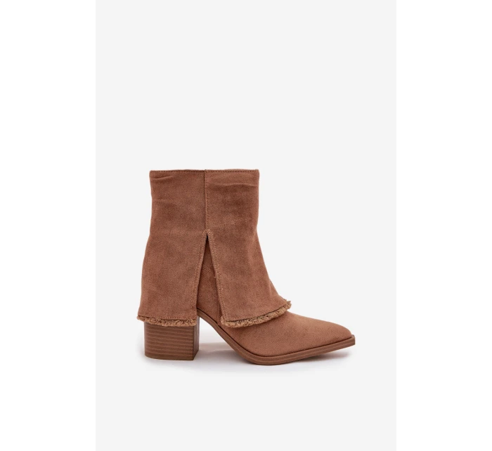 Dámské kotníkové botky na podpatku Idalia – světle hnědé