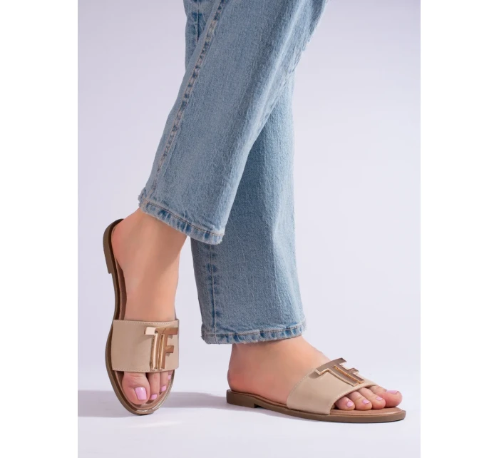 Trendy dámské  nazouváky hnědé bez podpatku