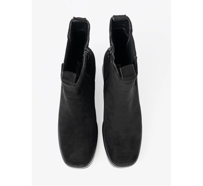 Jedinečné kotníčkové boty dámské černé na širokém podpatku Jedinečné kotníčkové boty dámské černé na širokém podpatku