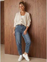 Dámské baggy džíny s páskem, modré, FashionStreet UY3193 Dámské baggy džíny s páskem, modré, FashionStreet UY3193