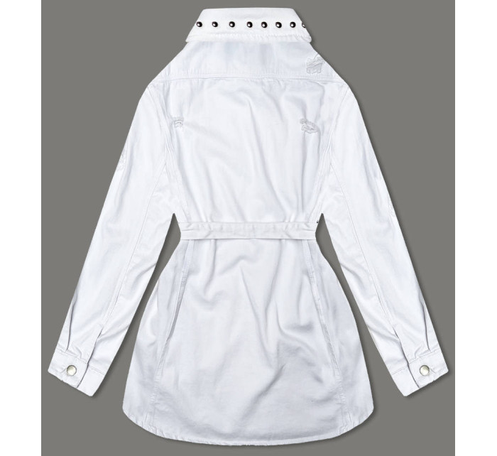 Bílá dámská džínová oversize bunda (M6959)