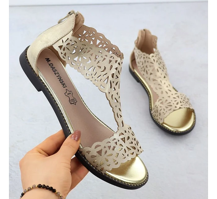 Dámské ažurové sandály platinově zlaté M.Daszynski MR24148-2