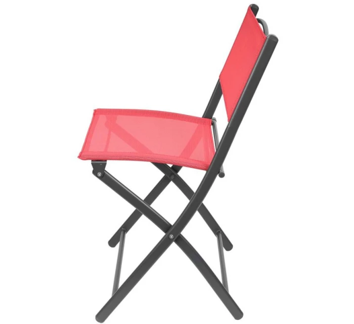 SADA BALKONOVÉHO NÁBYTKU KULATÝ STŮL A 2 SKLÁDACÍ ŽIDLE ČERVENÁ