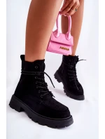 Dámské semišové kozačky zavazované Černá model 21593395 - Boto Dámské semišové kozačky zavazované Černá model 21593395 - Boto