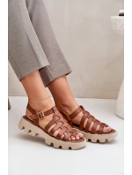 Kožené Dámské Sandály Zazoo model 21682178 Camel - Boto Kožené Dámské Sandály Zazoo model 21682178 Camel - Boto